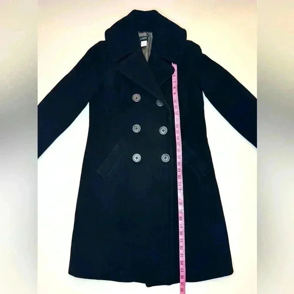 J. CREW Women’s Black 90 % Wool 10% cashmere Over Coat Jacket Size-4T - Picture 4 of 10